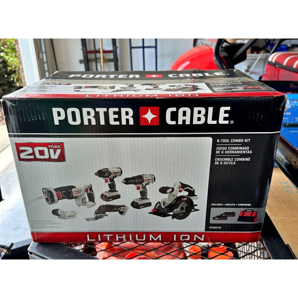 Porter Cable 20v Max 6-Tool Combo Kit Lithium Ion w/ Tote Bag & 2 Batteries